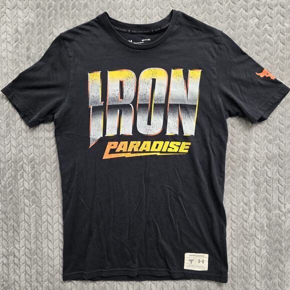 Under Armour Project Rock‎ T-Shirt Men S Black Iron Paradise Loose Performance - Picture 1 of 9